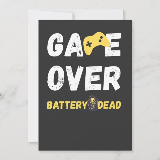 Leuke Game Over Batterij Leeg Kunst Kaart (Voorkant)