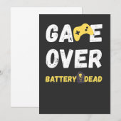 Leuke Game Over Batterij Leeg Kunst Kaart (Voorkant / Achterkant)