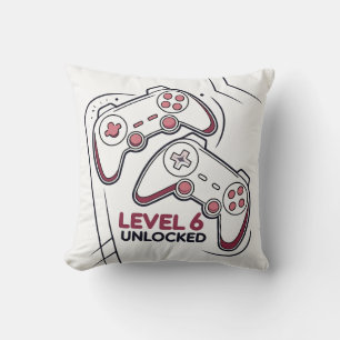 Leuke gamer 6e verjaardagscadeau, level 6 ontgrend kussen