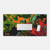 Leuke Gamer Modern Abstract Retro Wave Zwart Bureaumat (Keyboard & Muis)