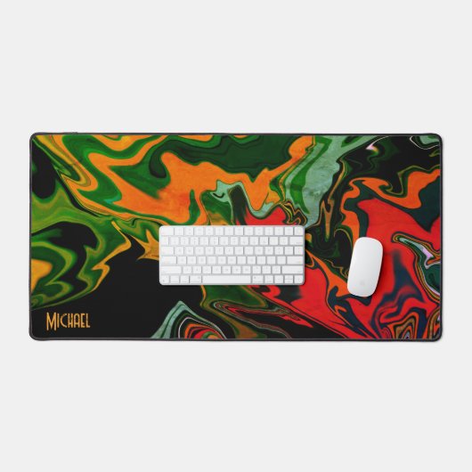 Leuke Gamer Modern Abstract Retro Wave Zwart Bureaumat (Keyboard & Muis)