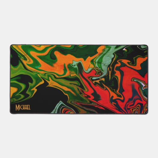 Leuke Gamer Modern Abstract Retro Wave Zwart Bureaumat (Voorkant)