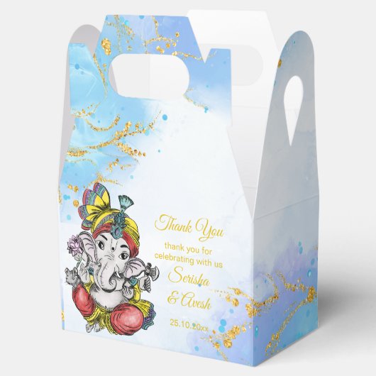 Leuke Ganesha blauw goud Indiase bruiloft gunsten Bedankdoosjes (Geopend)