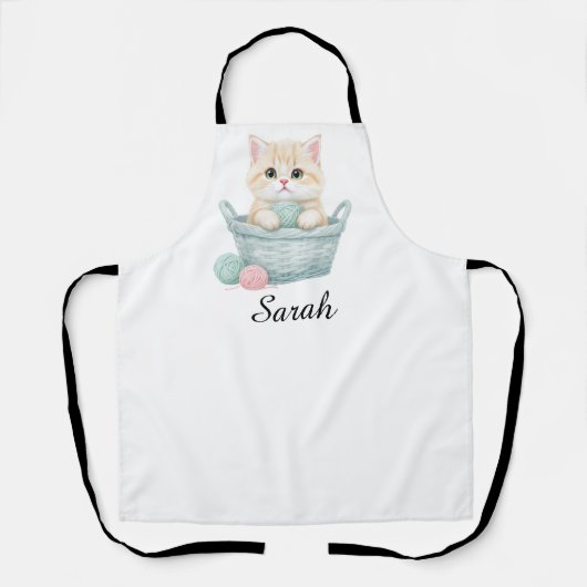 Leuke garen katten schort  (Voorkant)