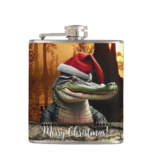 Leuke Gator in een Santa Hat Heupfles