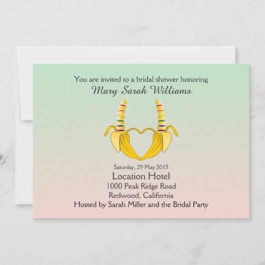 Leuke Gay Banana Hart Bruids Douche Uitnodiging (Voorkant)