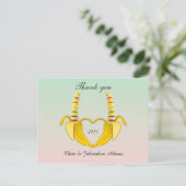 Leuke Gay Banana Heart Wedding Bedankt Briefkaart (Staand voorkant)