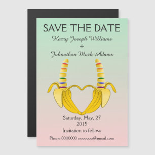 Leuke Gay Banana Heart Wedding Save The Date Magnetische Uitnodiging
