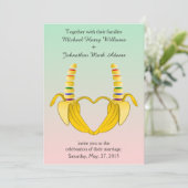 Leuke Gay Banana Heart Wedding Uitnodiging (Staand voorkant)