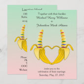 Leuke Gay Banana Heart Wedding Uitnodiging (Voorkant / Achterkant)