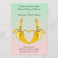 Leuke Gay Banana Heart Wedding Uitnodiging