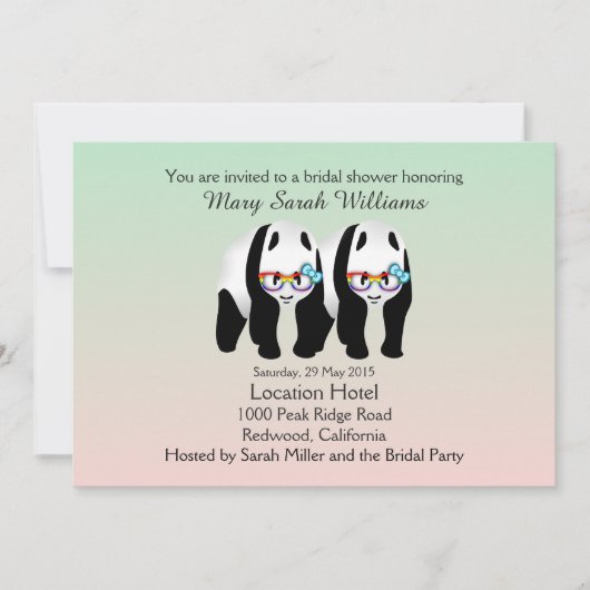 Leuke Gay Pandas Beer Bruids Douche Uitnodiging (Voorkant)