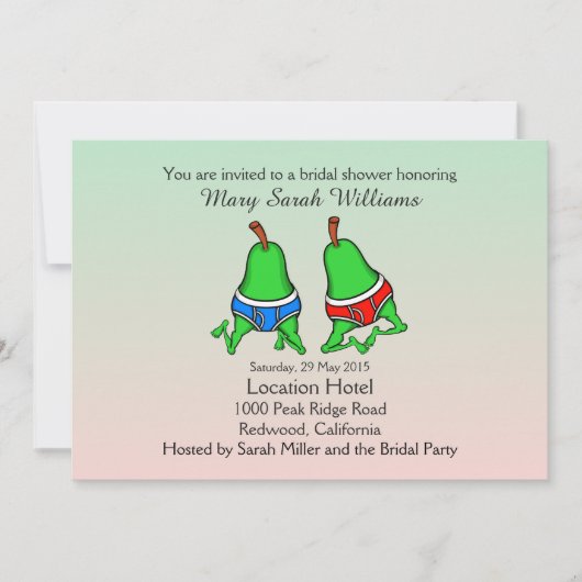 Leuke Gay Pear Bruids Douche Uitnodiging (Voorkant)