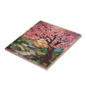 Leuke gebrandschilderde glas kersenbloesem boom tegeltje (Zijkant)