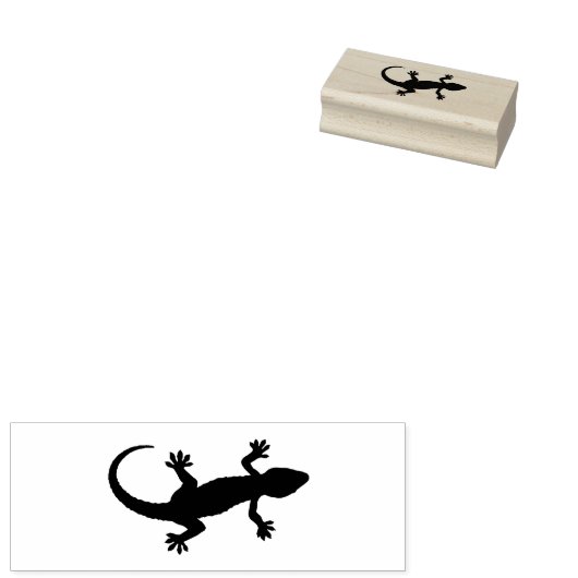 Leuke Gecko Patroon Langwerpige Ink Stempel (Gestempeld)