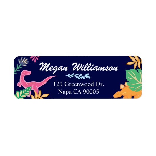 Leuke, gedurfde & kleurrijke dinosaurus Oerwoud bl Etiket (Voorkant)