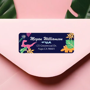 Leuke, gedurfde & kleurrijke dinosaurus Oerwoud bl Etiket