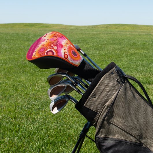 Leuke gedurfde Sinaasappel Hot Pink Batik Circles  Golfheadcover (Insitu)