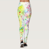 Leuke Geel, Rood, Paarse & Roze Paint Splatter Leggings (Achterkant)