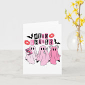 Leuke geest betekent Ghouls Grappige Halloween kos Kaart (Gele Bloem)