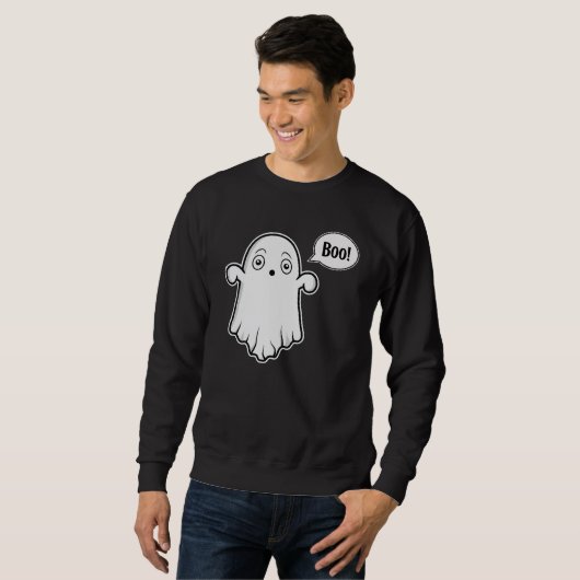 Leuke geest op zoek bang en Gezegde Boo Halloween Trui (Voorkant volledig)