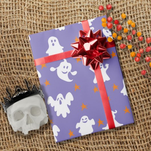 Leuke Geesten en Sterren Patroon Halloween Cadeaupapier
