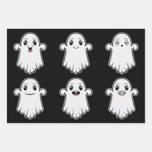 Leuke geesten met verschillende uitdrukkingen Hall Inpakpapier Vel (Voorkant 3)