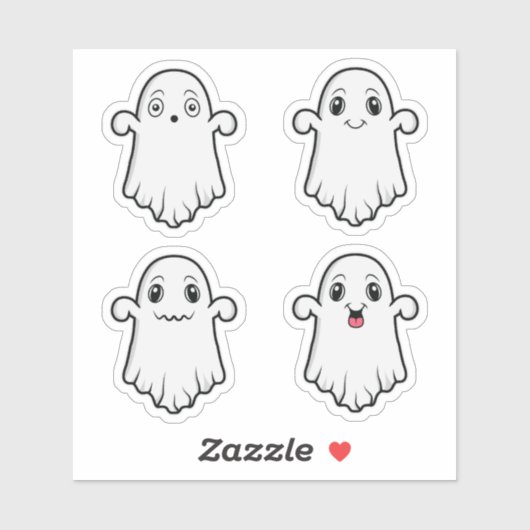 Leuke geesten met verschillende uitdrukkingen Hall Sticker (Vel)