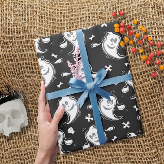 Leuke Geesten Patroon Halloween Cadeaupapier