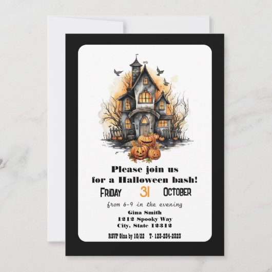 Leuke Geestenhuis Halloween Feestje Kaart (Voorkant)