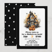Leuke Geestenhuis Halloween Feestje Kaart (Voorkant / Achterkant)