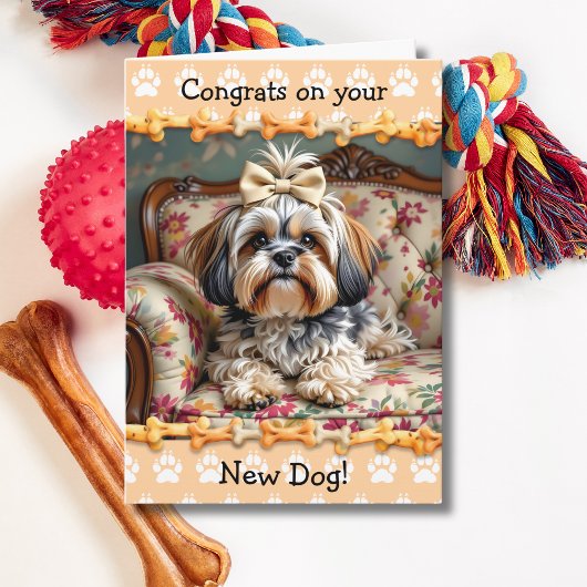 Leuke gefeliciteerd met je nieuwe Lhaso Apso hond  Kaart