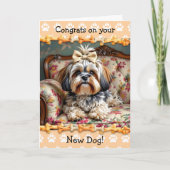 Leuke gefeliciteerd met je nieuwe Lhaso Apso hond  Kaart (Voorkant)