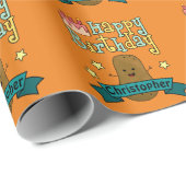 Leuke Gefeliciteerde Verjaardag Aardappel Persoonl Cadeaupapier (Rol Hoek)