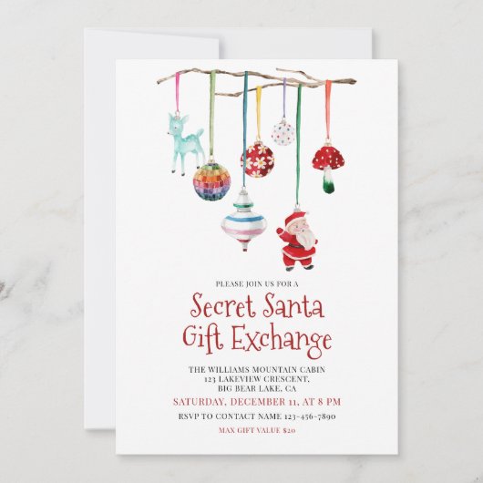 Leuke Geheime Kerstman Gift Exchange Party Kaart (Voorkant)