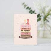 Leuke geïllustreerde cake zoete eerste verjaardags briefkaart (Staand voorkant)