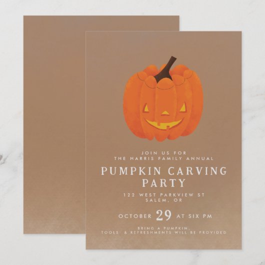 Leuke, geïllustreerde jack o' lantern pompoen ontw kaart (Voorkant / Achterkant)