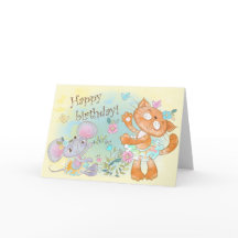 Leuke geïllustreerde kat en muis Gelukkige Verjaar