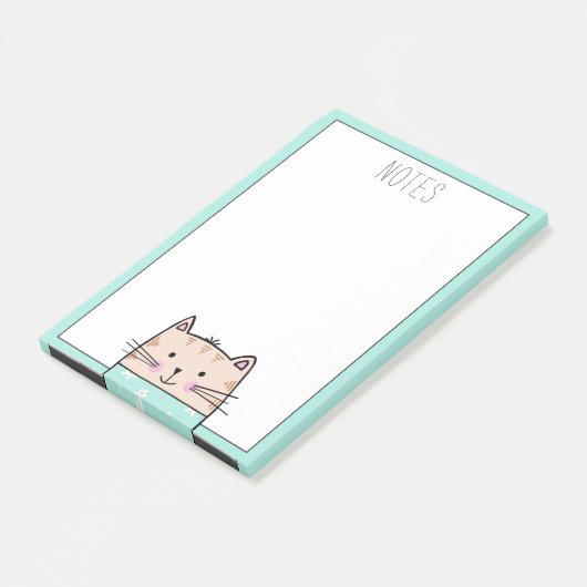 Leuke geïllustreerde kat post-it® notes (Schuin)