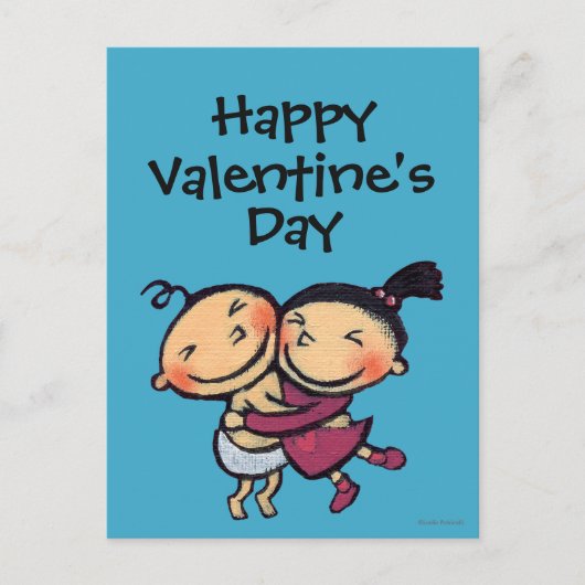 Leuke geïllustreerde peuters knuffelen feestdagenkaart (Voorkant)