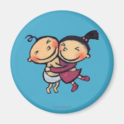 Leuke geïllustreerde peuters knuffelen magneet (Voorkant)