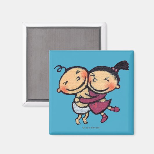 Leuke geïllustreerde peuters knuffelen magneet (Voorkant / Achterkant)