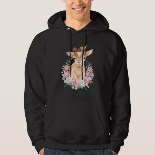 Leuke Geit Met Leopard Hoofdband Boho Bloem Leuk G Hoodie (Voorkant)