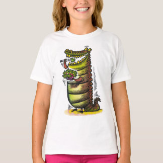 Leuke gekke alligator die een salade eet. t-shirt
