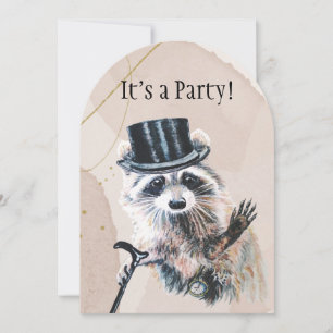 Leuke Gekke Formal Attire Raccoon Animal BIrthday Kaart