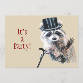 Leuke Gekke Formal Attire Raccoon Animal BIrthday Kaart