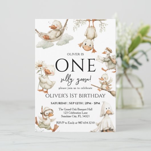 Leuke Gekke Gans ,One Gekke Gans 1st Party Kaart (Staand voorkant)