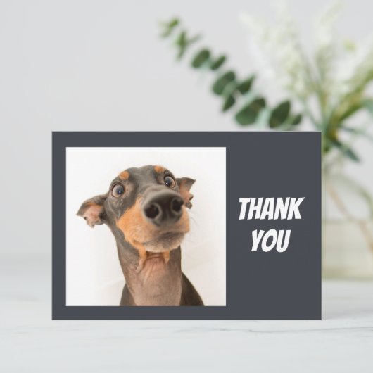Leuke Gekke geschokt uitziende hond Dank u Bedankkaart (Staand voorkant)