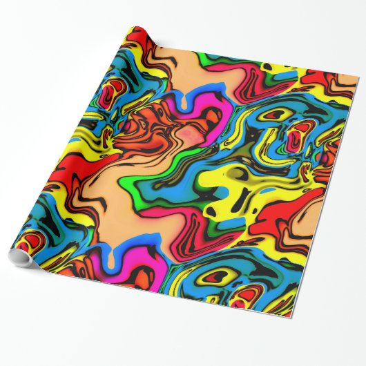 Leuke Gekke Kleuren Verpakkend Document Cadeaupapier (Uitgerold)