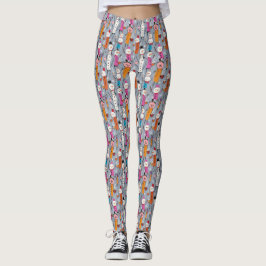 Leuke Gekke sneeuwpoppen Drink hete cacao Leggings